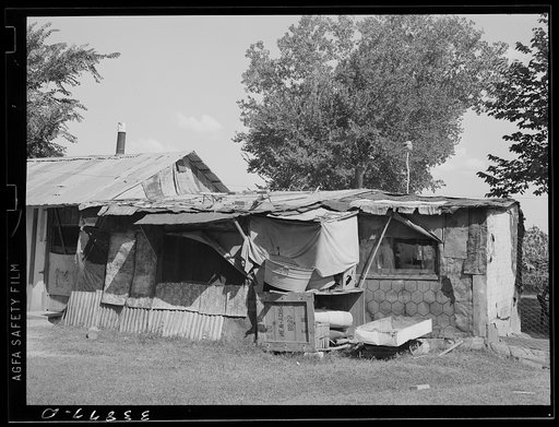 Shack home of family in community camp. Oklahoma City, Oklahoma. Refer to general caption no. 21