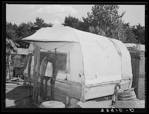 Covered trailer in community camp. Oklahoma City, Oklahoma. See general caption no. 21