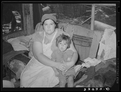 Mother and child, residents of camp near Mays Avenue. Oklahoma City, Oklahoma. See general caption no. 21