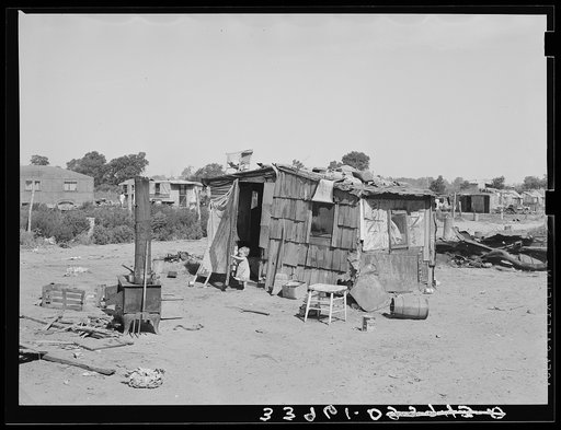 Shack home, Mays Avenue camp. Oklahoma City, Oklahoma. See general caption no. 21