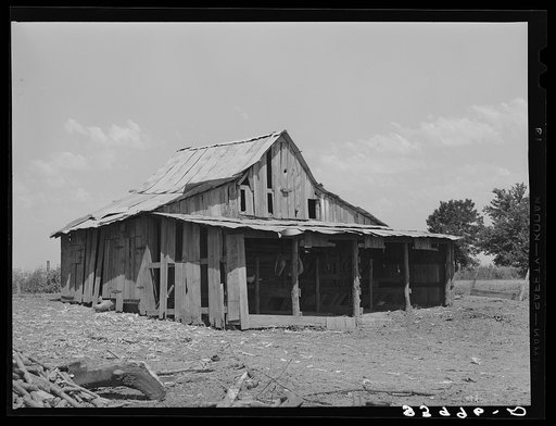Barn of tenant farmer near Muskogee, Oklahoma. See general caption 20