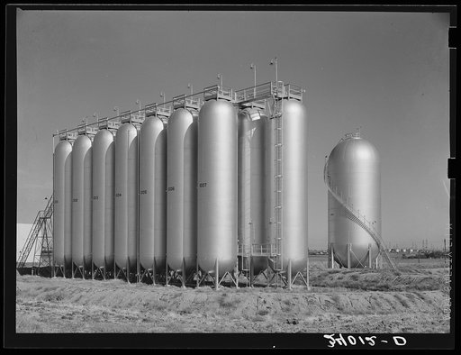 Gas tanks in oil field. Oklahoma City, Oklahoma