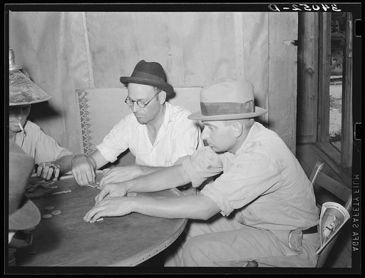 Domino players. Seminole oil field, Oklahoma