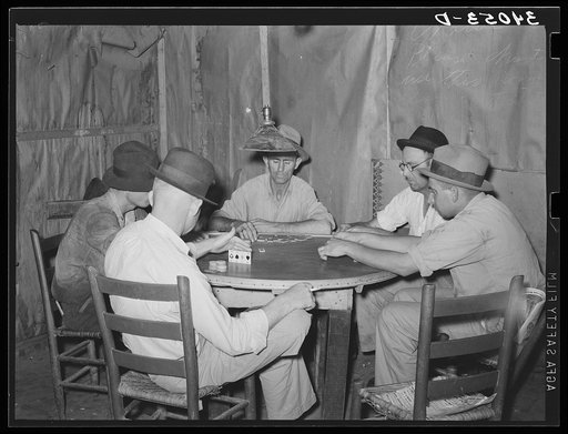 Domino players. Seminole oil field, Oklahoma