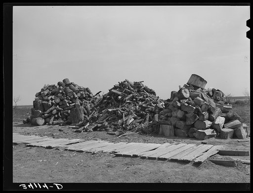 Woodpile on farmstead in Sheridan County, Kansas