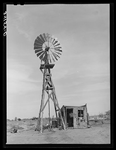 Windmill and milk-house of the Bosley reorganization unit. Baca County, Colorado