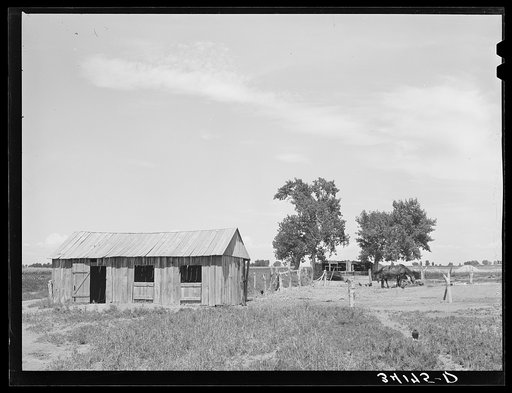 Barn and barnyard of Ernest W. Kirk Jr., FSA (Farm Security Administration client), near Ordway, Colorado