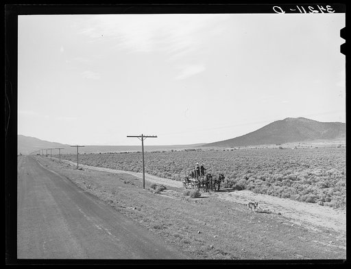 Scene in the sagebrush country south of Costilla, New Mexico. Taos County
