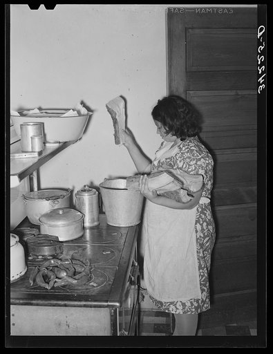 Daughter of Spanish-American family bringing in the wood near Taos, New Mexico