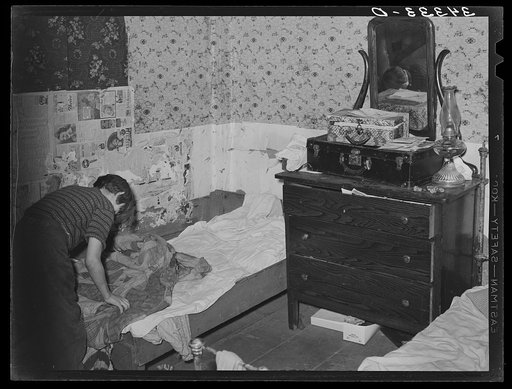 Bedroom in farm home of FSA (Farm Security Administration) client near Bradford, Vermont. Orange County