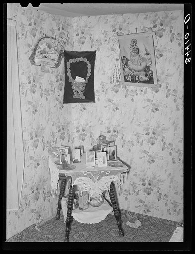 Corner of living room of Spanish-American home. Taos County, New Mexico