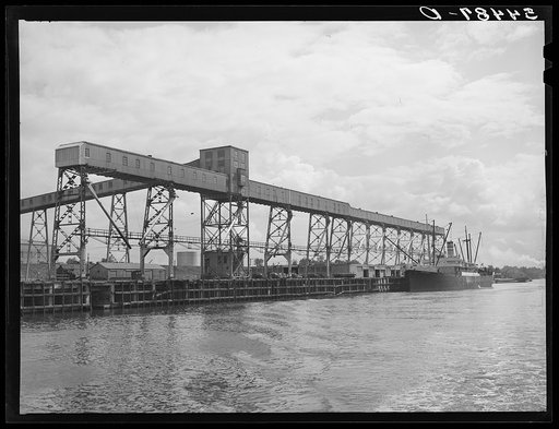 Loading dock of flour mill. Port of Houston, Texas