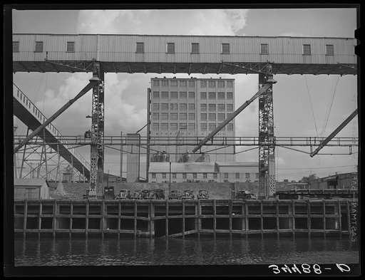 Loading dock of flour mill. Port of Houston, Texas