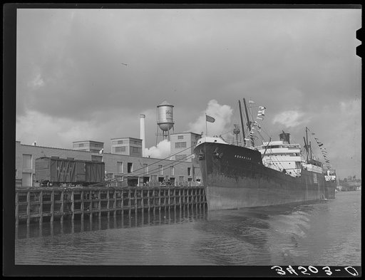 Freighter docked at port of Houston, Texas