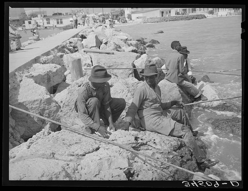 Untitled photo, possibly related to: Negroes fishing from pier. Corpus Christi, Texas