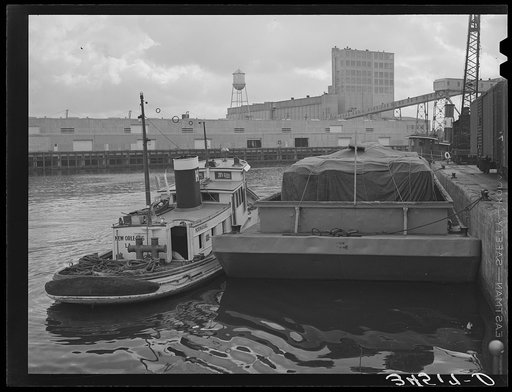 Tug and barge. Inner ship channel, port of Houston, Texas