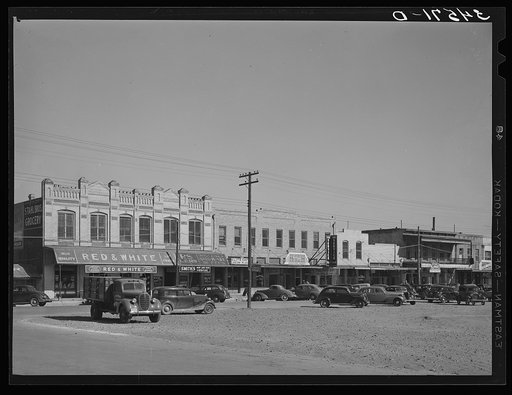 Part of business section of Gonzales, Texas