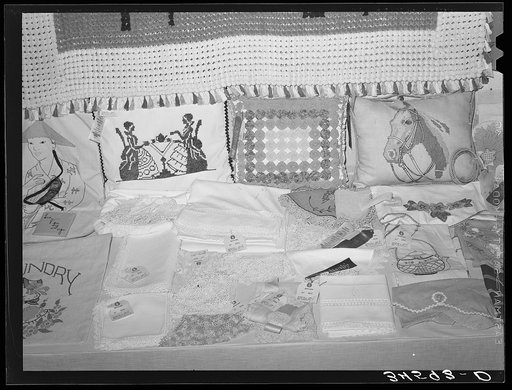 Untitled photo, possibly related to: Exhibit of needle work at Gonzales County Fair. Gonzales, Texas