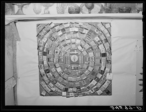 Collection of paper matchboxes exhibited at the Gonzales County Fair. Gonzales, Texas