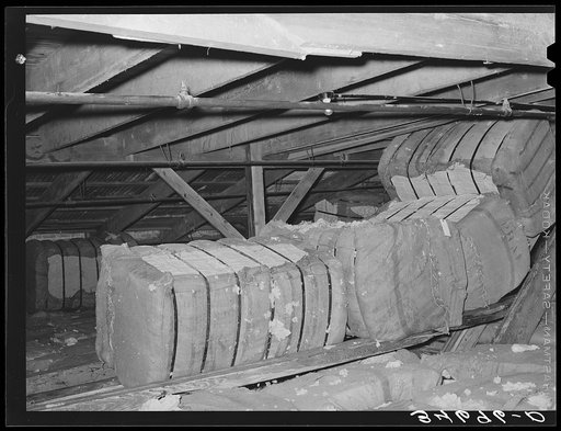 Cotton in storage in warehouse. Waco, Texas