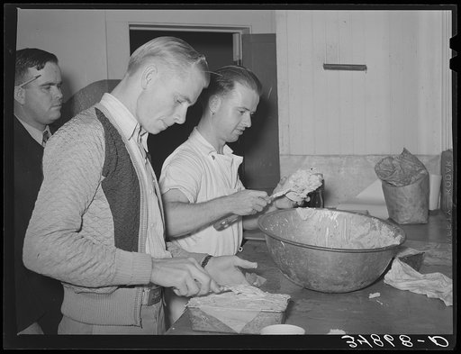 Packing cheese at creamery. San Angelo, Texas