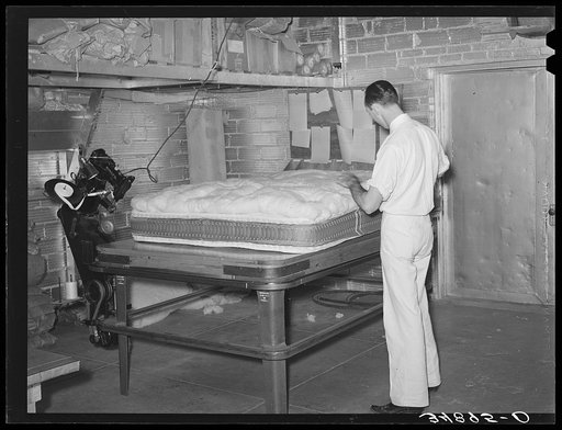 Mattress before cover is put on. Mattress factory. San Angelo, Texas