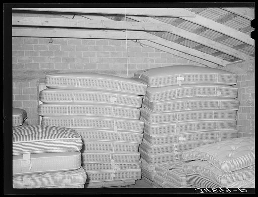 Finished mattresses at mattress factory. San Angelo, Texas
