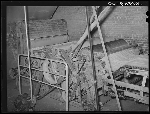 Detail of machine. Mattress factory. San Angelo, Texas