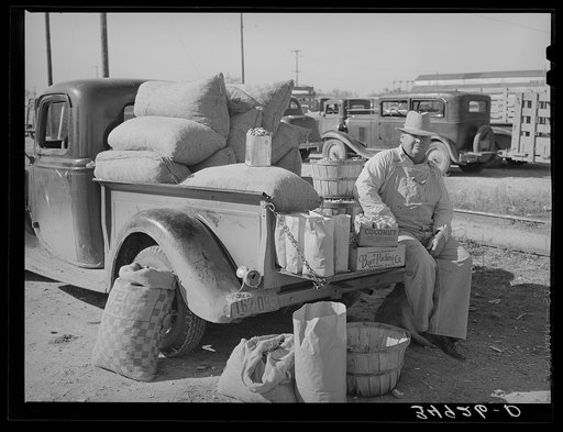 Peanut man at livestock auction. San Angelo, Texas
