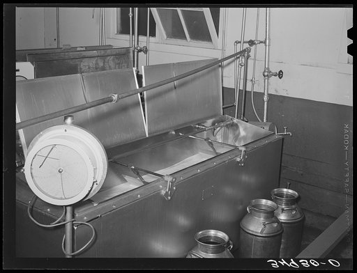 Untitled photo, possibly related to: Pasteurizing milk. Creamery, San Angelo, Texas