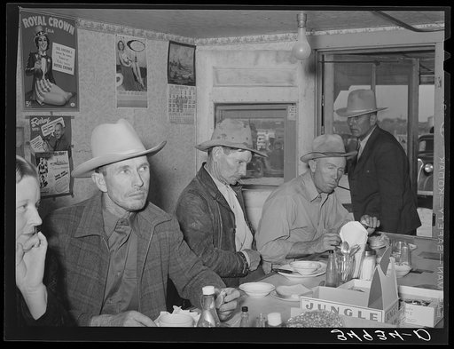 West Texans in eating house. Livestock auction, San Angelo, Texas