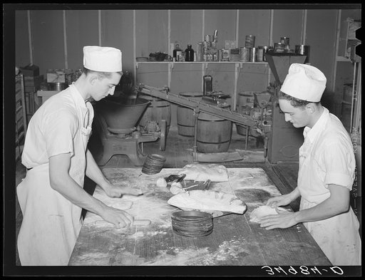 Making pie crusts. Bakery, San Angelo, Texas