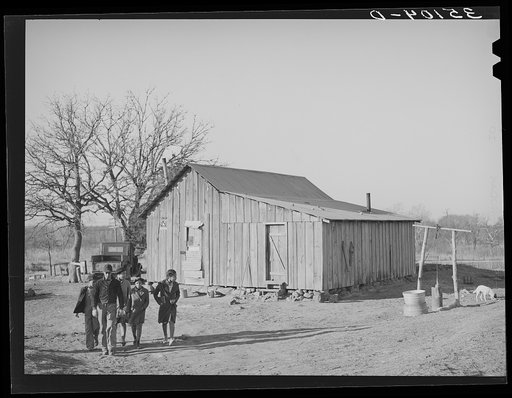Children of Pomp Hall, Negro tenant farmer, leaving for school in the early morning. Creek County, Oklahoma. See general caption number 23