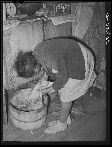 Supply of home-cured bacon in the home of Pomp Hall, Negro tenant farmer. Creek County, Oklahoma. See general caption number 23