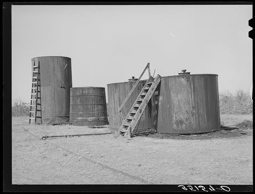 Oil storage tanks. Slick, Oklahoma