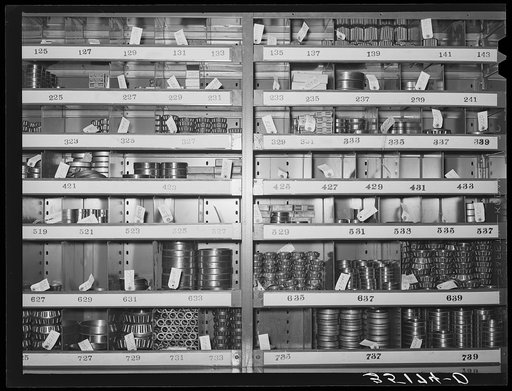 Farm equipment parts in stock at agricultural machine warehouse. Oklahoma City, Oklahoma