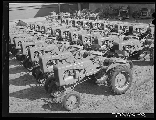 Tractors. Farm equipment warehouse, Oklahoma City, Oklahoma