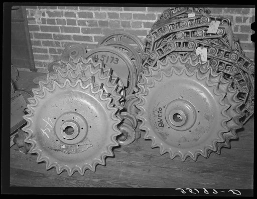 Tractor parts. Farm equipment warehouse, Oklahoma City, Oklahoma