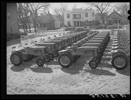 Tractors. Farm equipment warehouse, Oklahoma City, Oklahoma