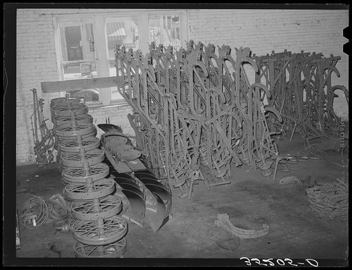 Farm equipment parts. Warehouse in Oklahoma City, Oklahoma