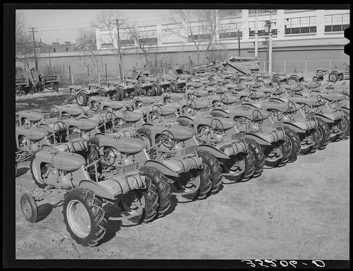 Tractors. Farm equipment warehouse, Oklahoma City, Oklahoma
