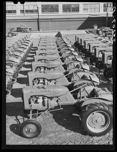 Tractors. Farm equipment warehouse, Oklahoma City, Oklahoma