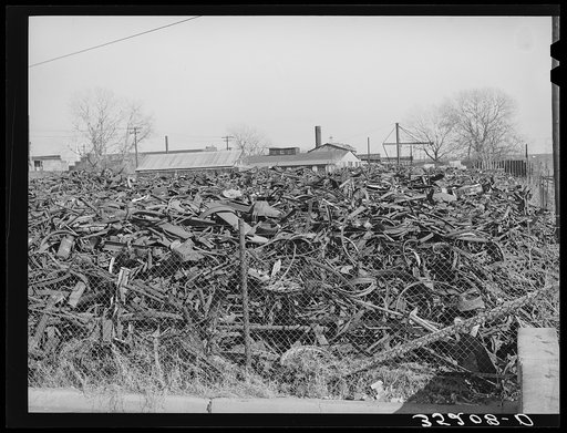 Scrap iron. Oklahoma City, Oklahoma. Proximity of oil fields accounts for huge amount of scrap iron shipped out of Oklahoma City
