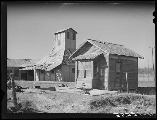 Cotton gin in the oil ghost town of Slick, Oklahoma