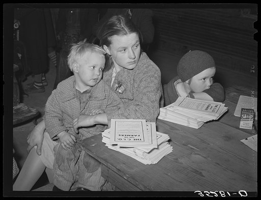 Mother and children at agricultural workers union meeting at Tabor, Oklahoma