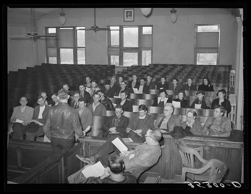 Community leaders at meeting to explain and discuss AAA (Agricultural Adjustment Administration) program for 1940. Eufaula, Oklahoma