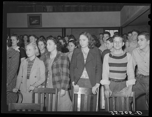 Untitled photo, possibly related to: High school girls at Americanization program. Eufaula, Oklahoma