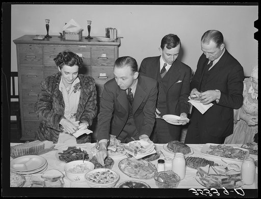 People serving themselves at the buffet supper of the Jaycees at Eufaula, Oklahoma. See general caption number 25