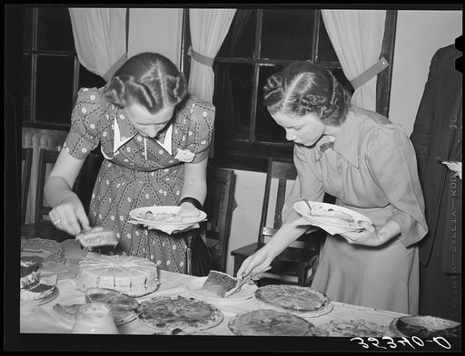 Women serving themselves at the buffet supper of the Jaycees at Eufaula, Oklahoma. See general caption number 25
