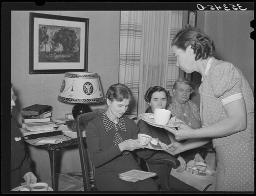 Serving refreshments at home demonstration club meeting in McIntosh County, Oklahoma
